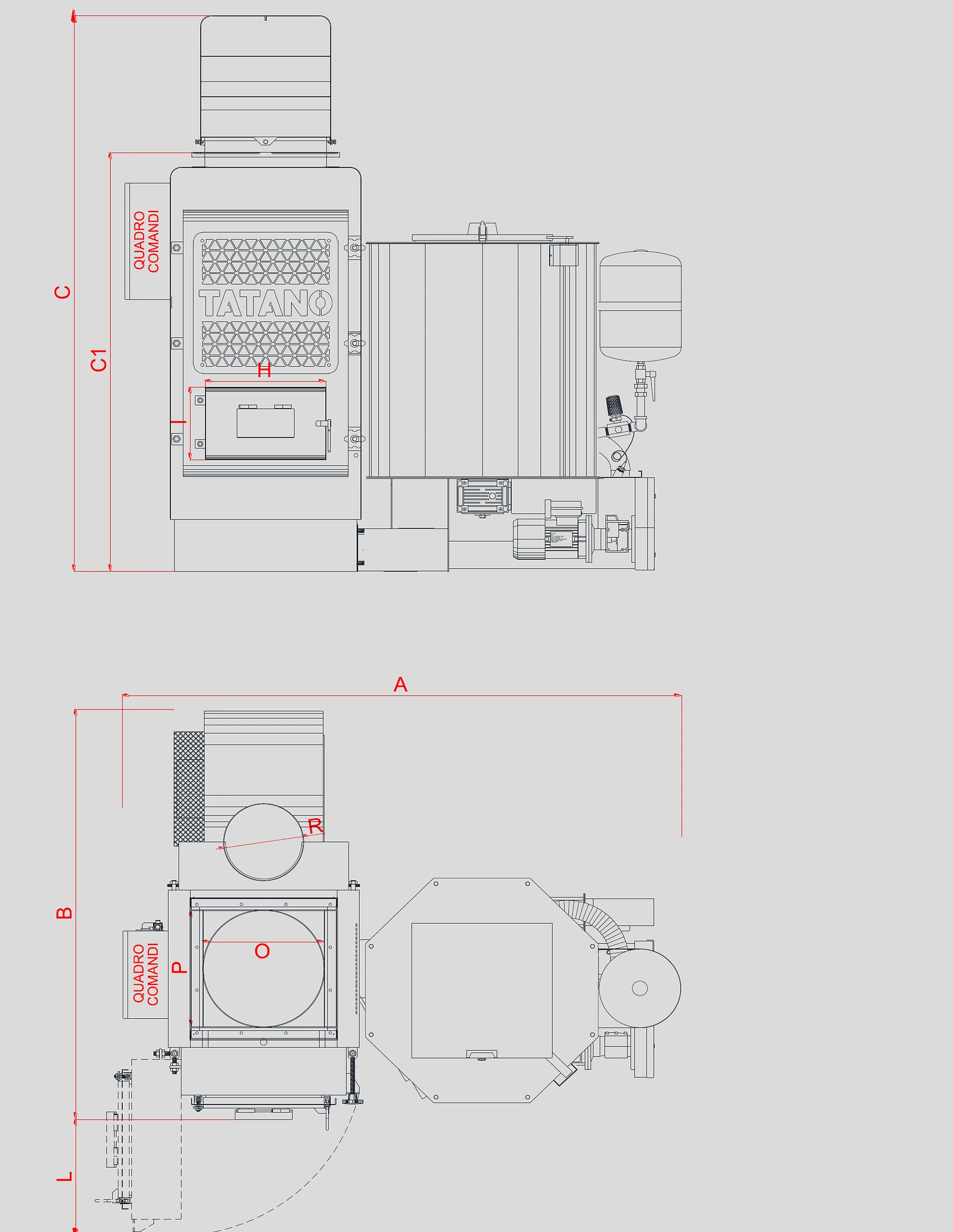 Schéma technique du Kalorina Serie 25 E (Copeaux de bois) — dimensions et architecture