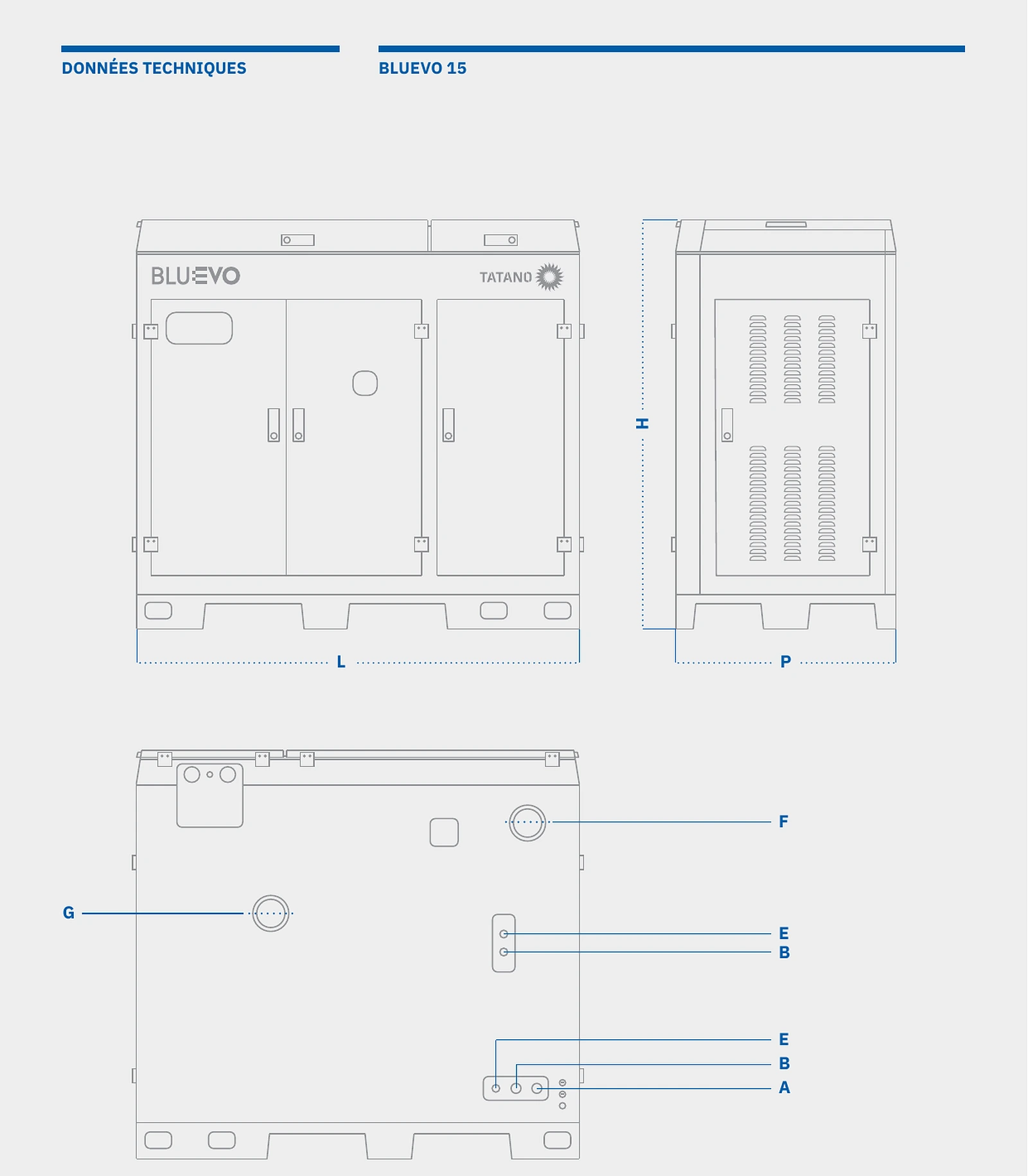 Schéma technique du Blu Evo — dimensions et architecture