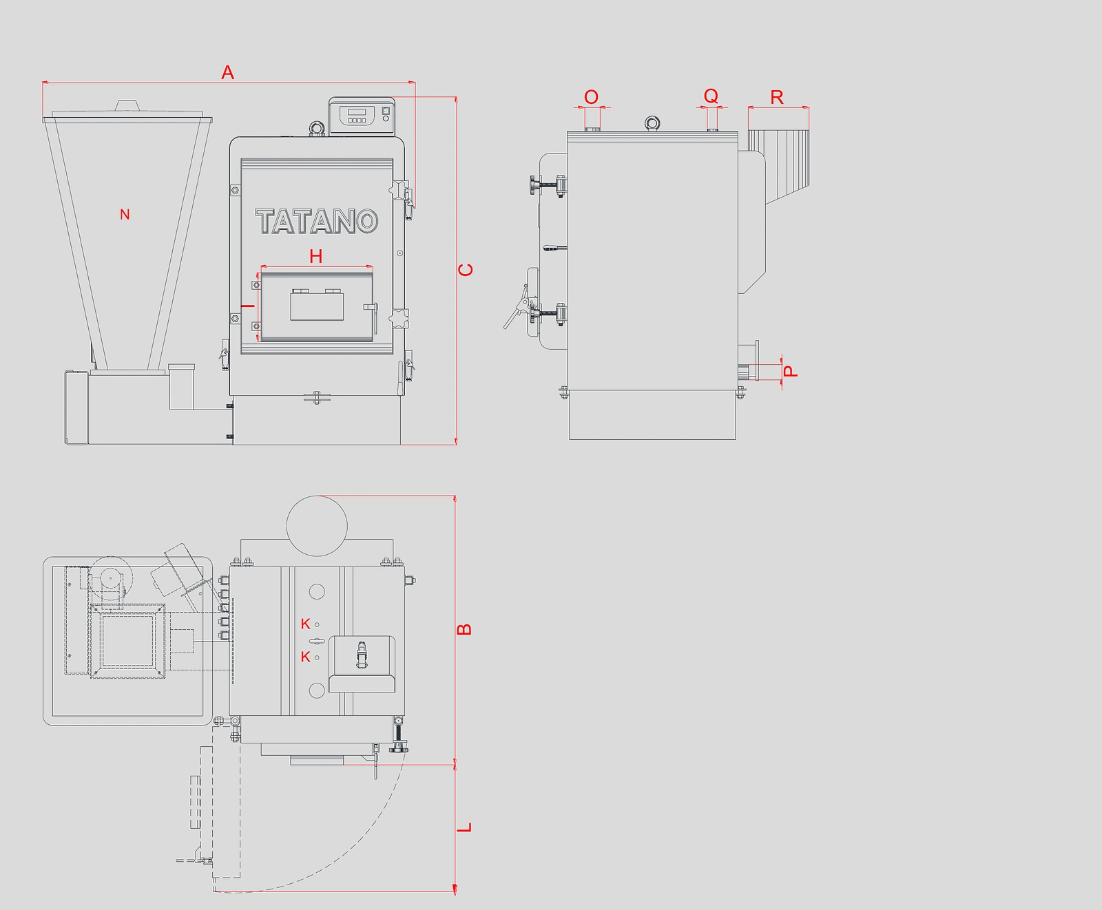 Schéma technique du Kalorina Série 22 E — dimensions et architecture