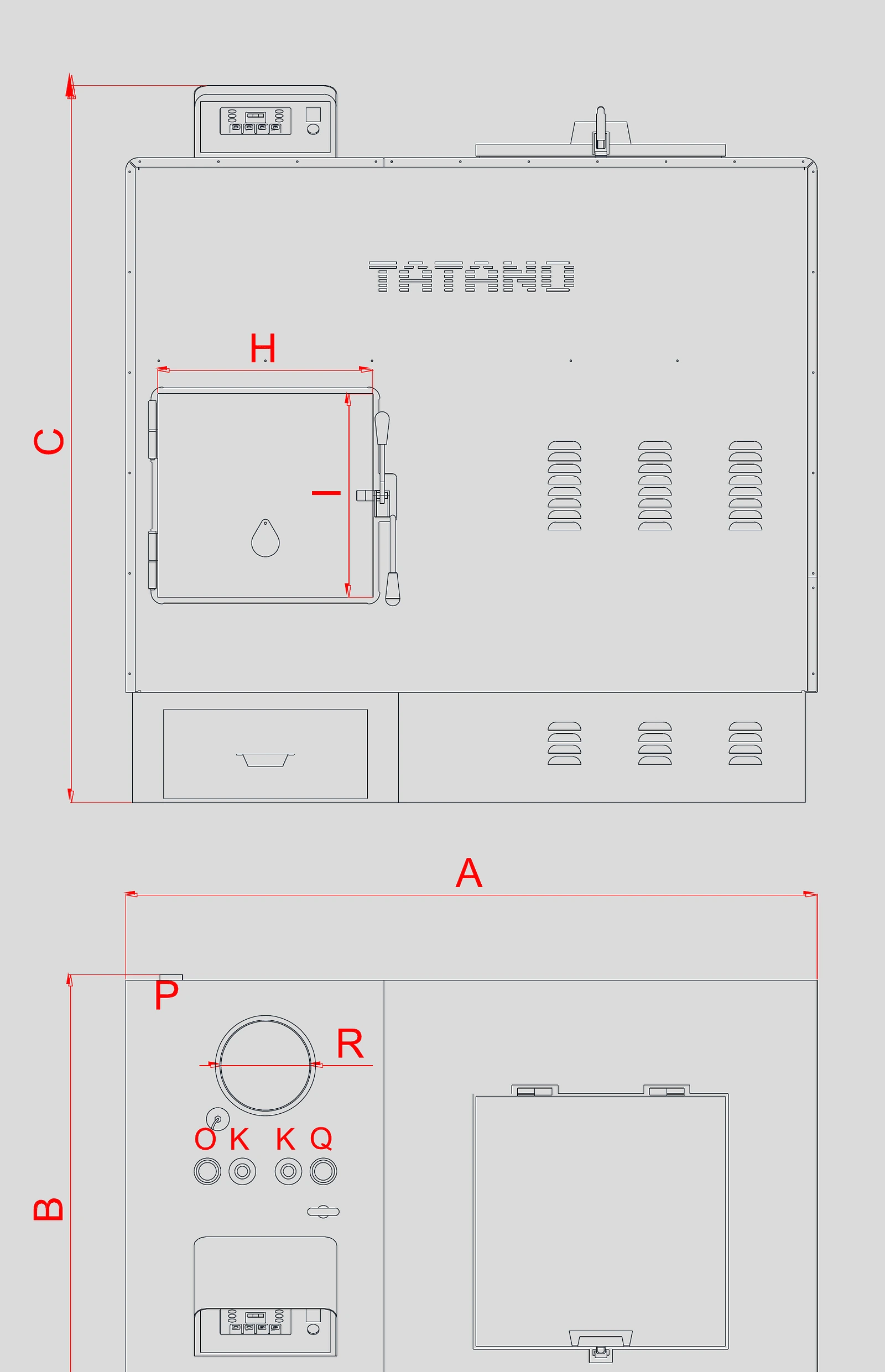 Schéma technique du Kalorina Mini K35 Chips — dimensions et architecture
