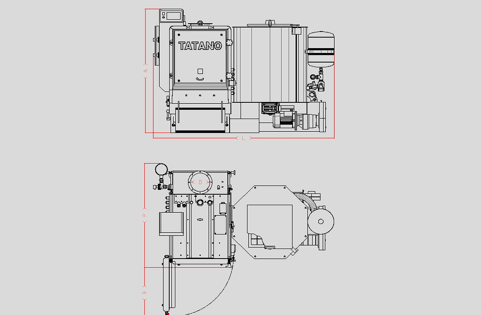 Schéma technique du Kalorina Série 22 CL5 Cippato — dimensions et architecture