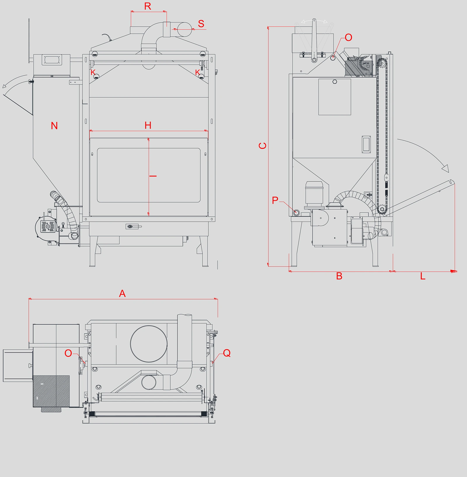 Schéma technique du Kalorino KS Pellet/Bois — dimensions et architecture